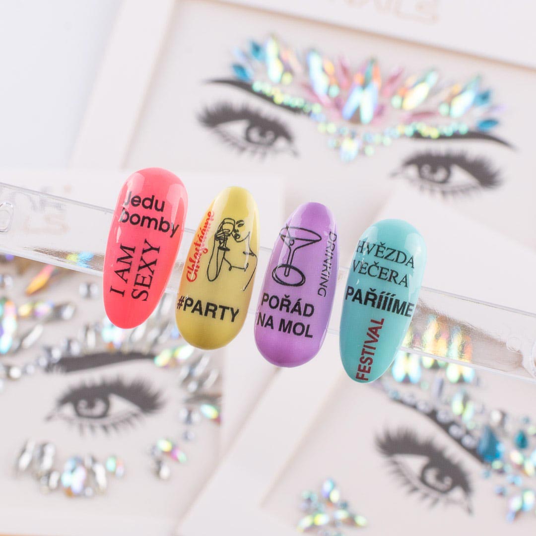České vodolepky STARNAILS s vtipnými party nápismi