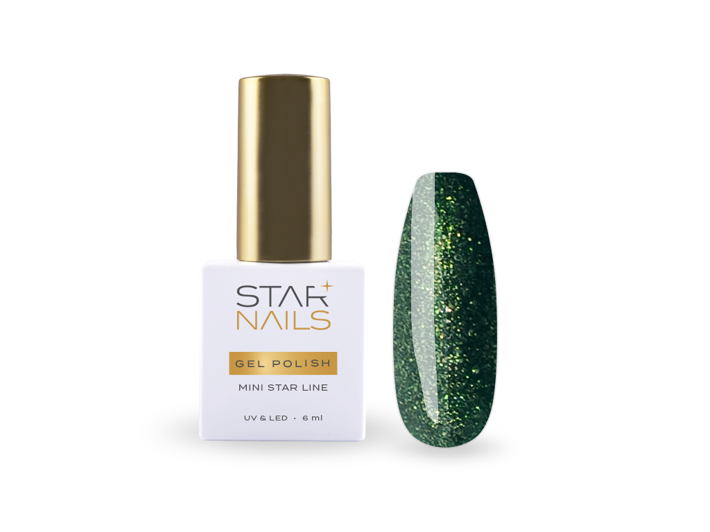 STARNAILS Mini Star gel lak 077 Declo - zelený glitter french tip smaragdový