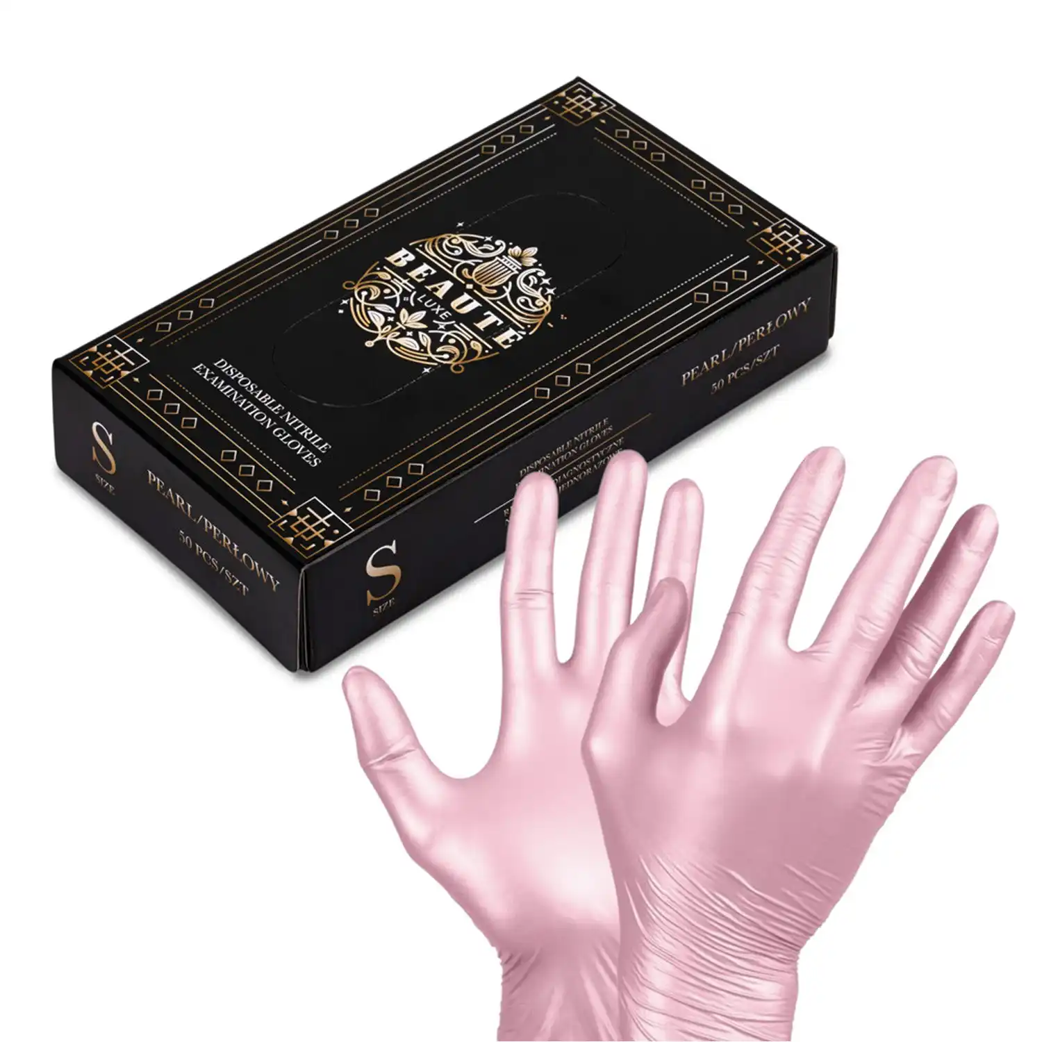 Balenie nitrilových rukavíc STARNAILS perleťovo ružové – 50 ks