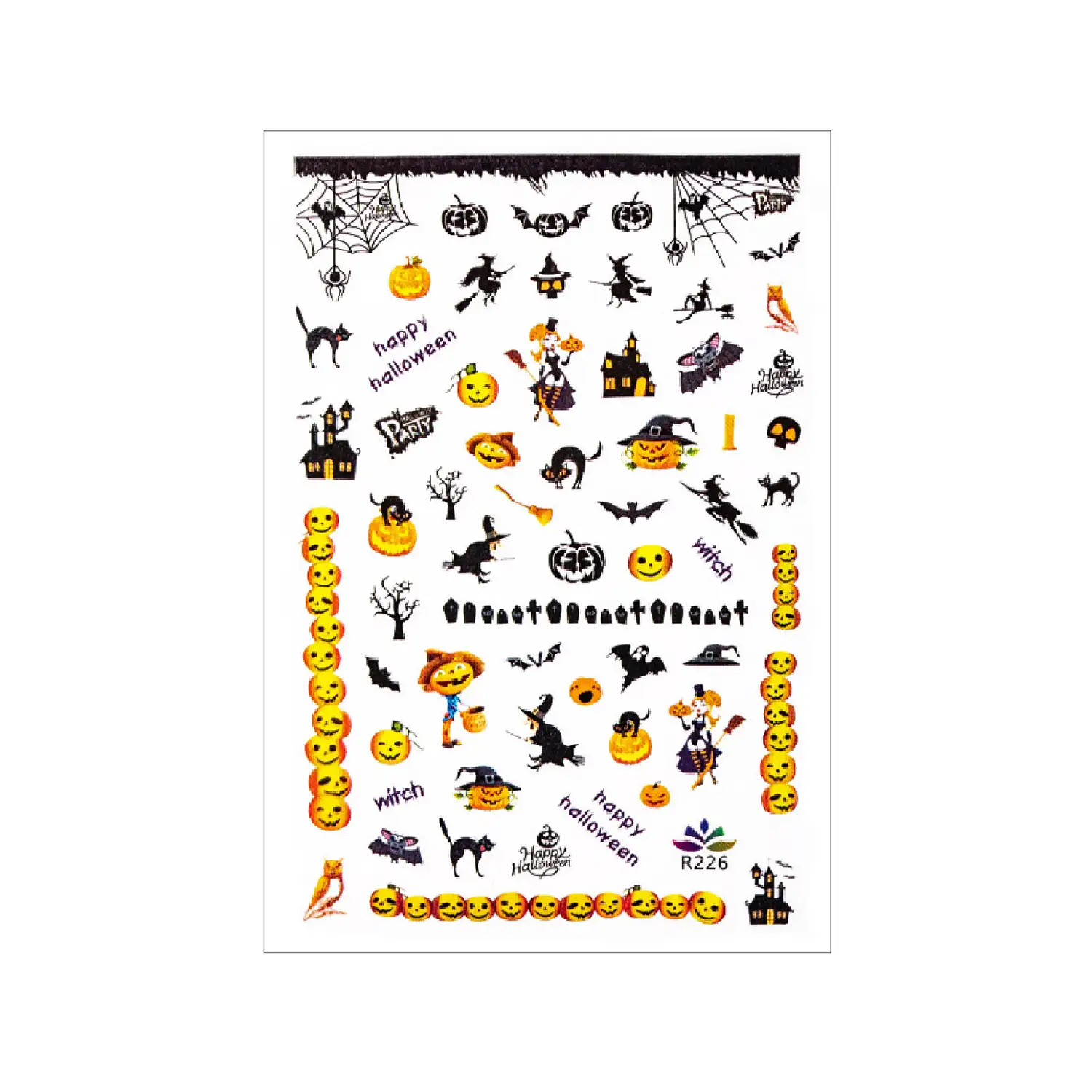 Balenie samolepiek na nechty Happy Halloween R226