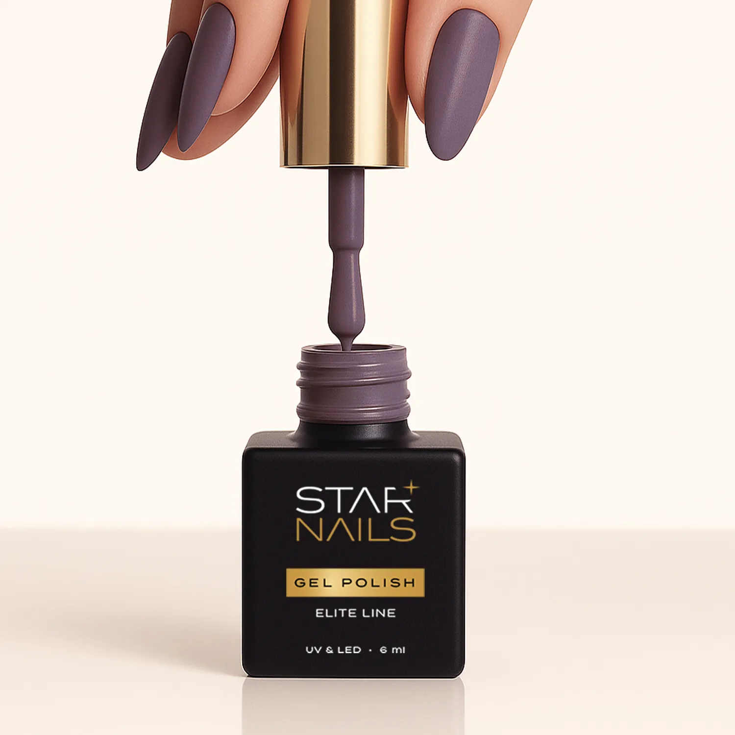 UV/LED Gel Polish Elite Line Ash Plum – aplikácia hnedo-fialového gél laku