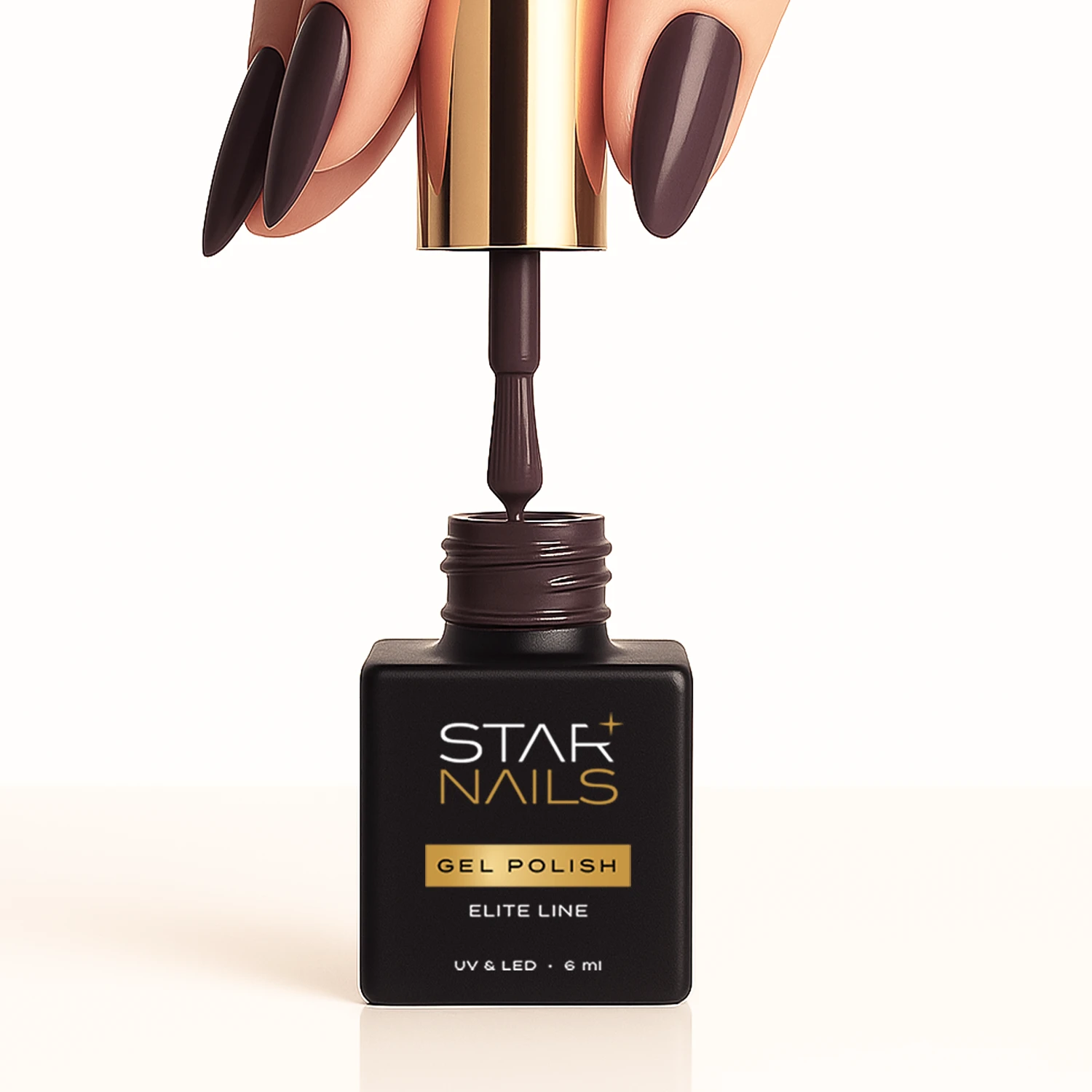 UV/LED Gel Polish Elite Line Cocoa – aplikácia tmavo hnedého gél laku