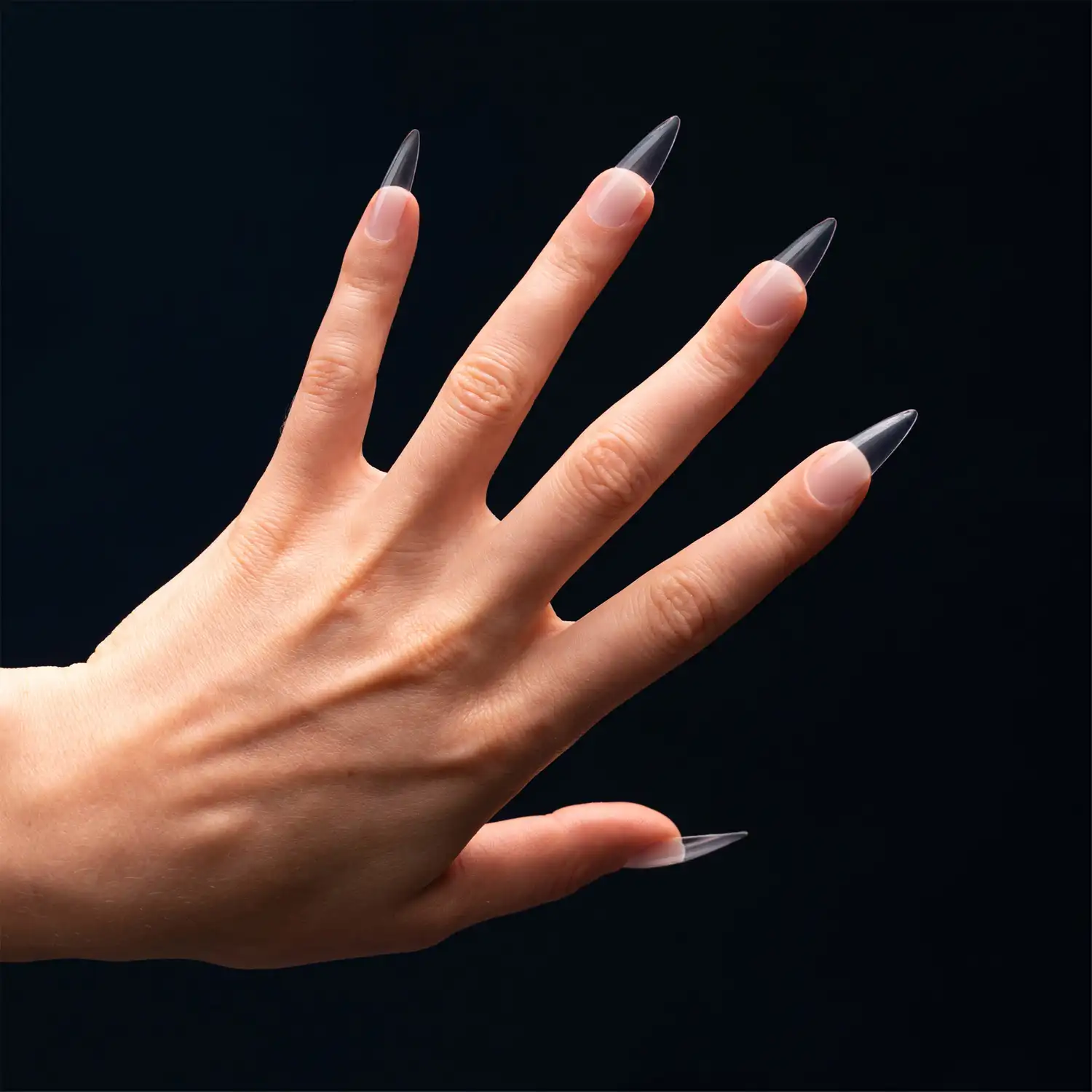 G&eacute;lov&eacute; flexi tipy CLEAR A5 &ndash; stiletto, 240 ks, č&iacute;re prevedenie